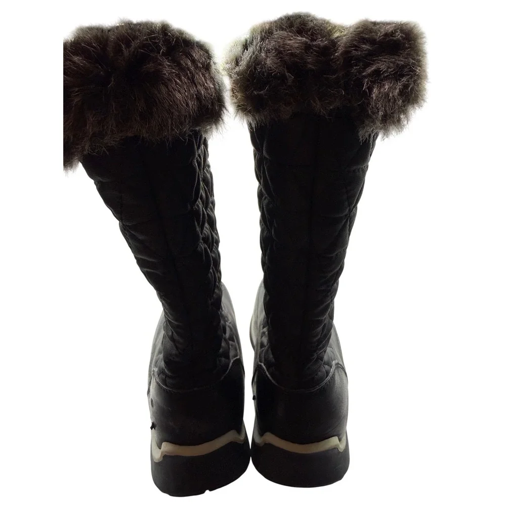 Lands' End Girls Black Quilted Faux Fur Snow Boots 3M Fits‎ Women 5 487526